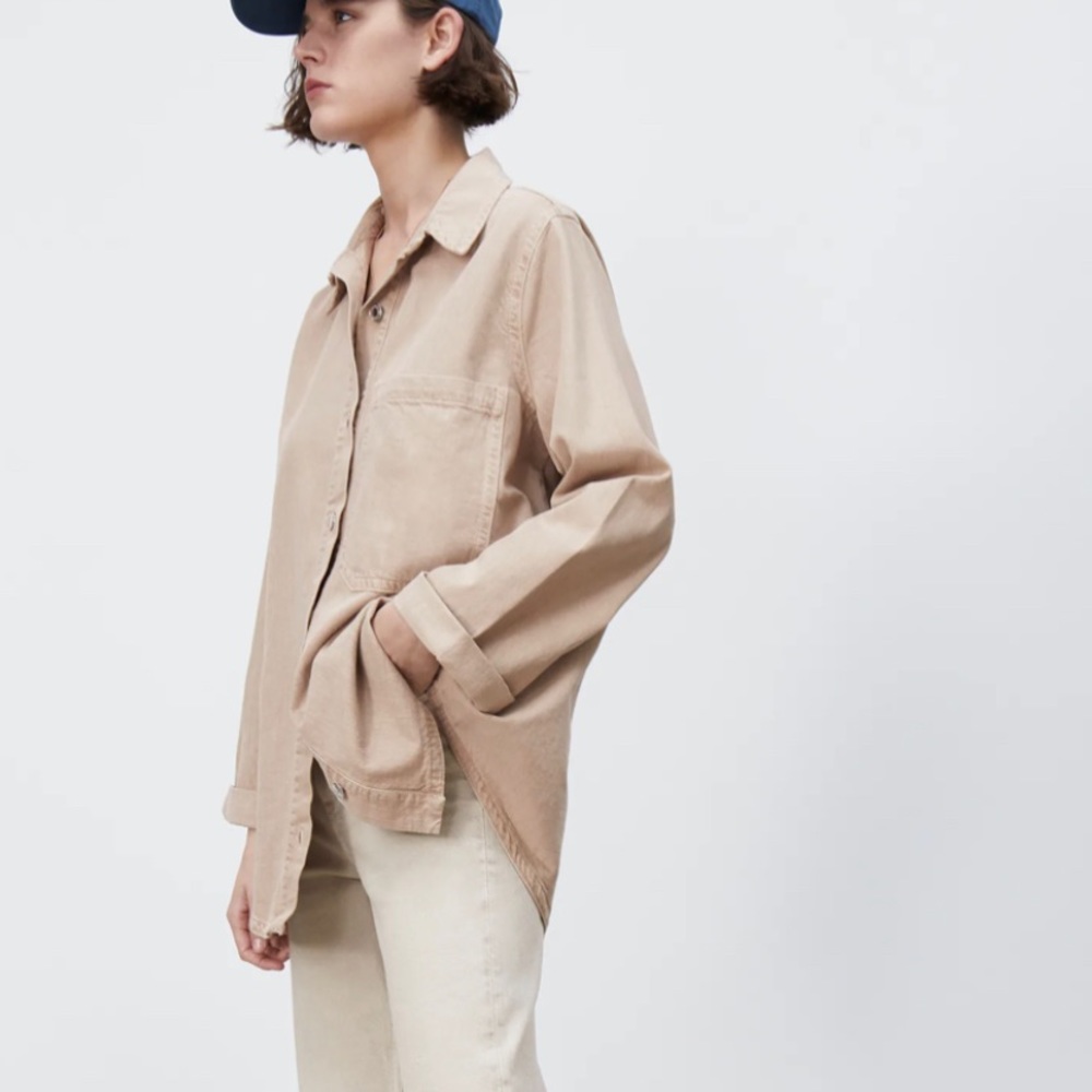Zara oversize denim shirt with pocket (xs)